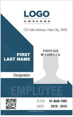 employee id card vertical template free download