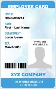 id card format in word