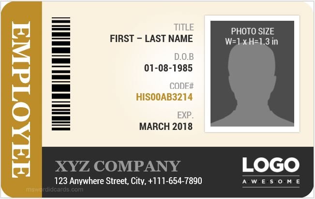 Id Badge Template Word