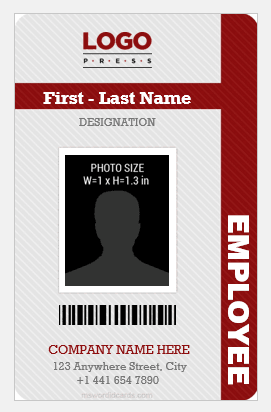 Vertical Design Employee id Card Template MS Word