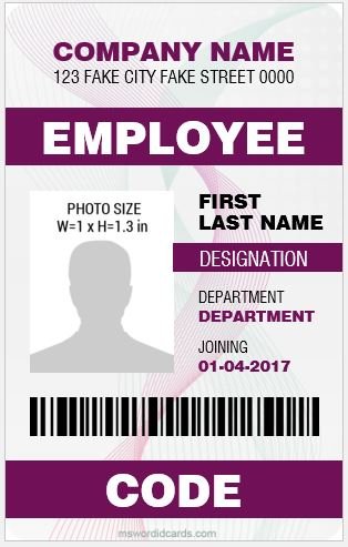 employee id card vertical template free download