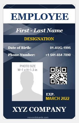 Vertical Design Employee id Card Template