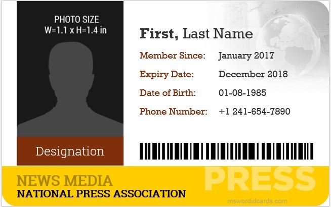 press id card template free download