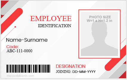 Office ID card template for employees