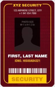 Security Guard ID Card Template MS Word Vertical Design