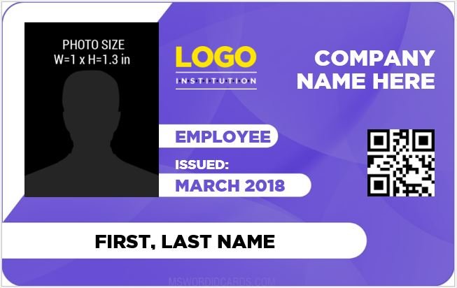 Staff ID Card Template Word
