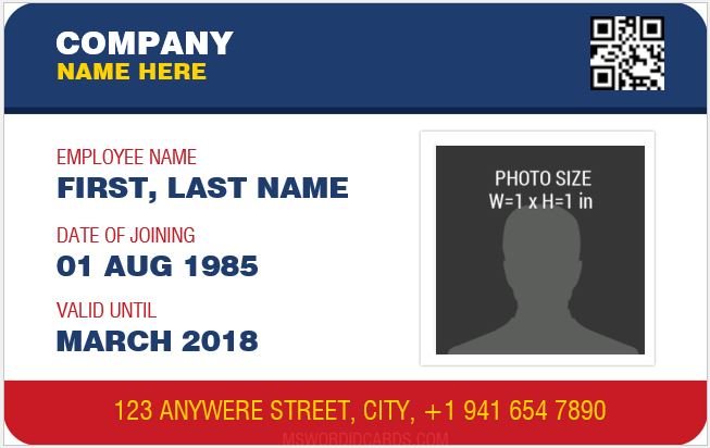 employee id card template free download word