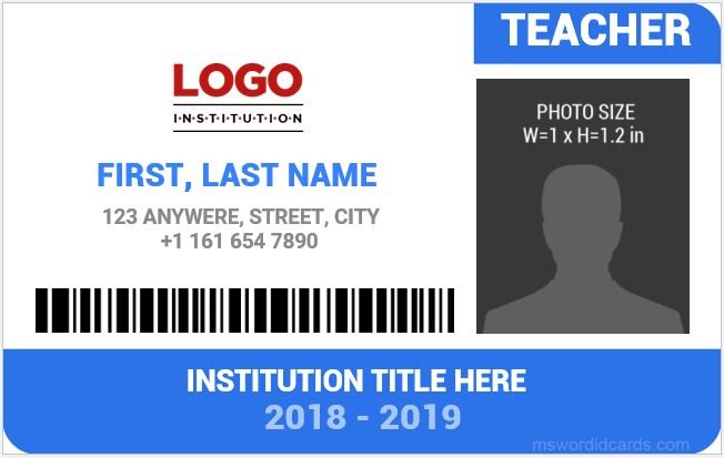 Teacher ID Card Template