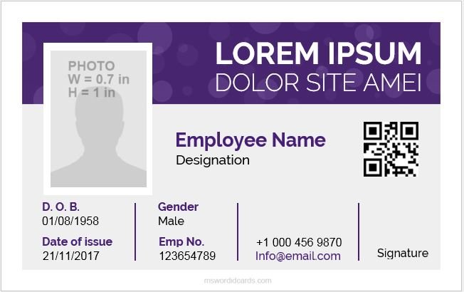 vertical id card template free download word