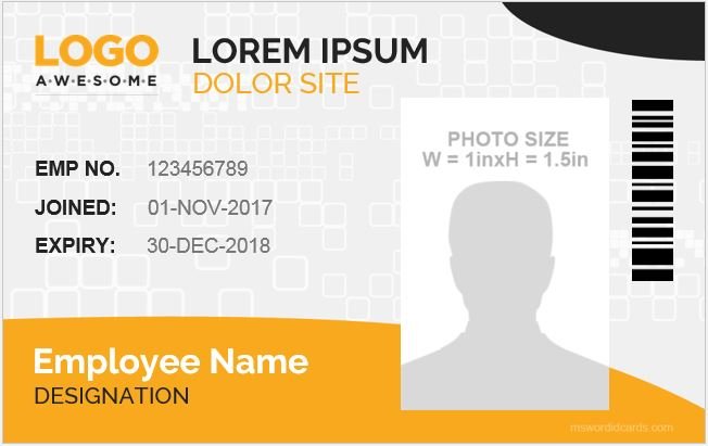 ID card template word