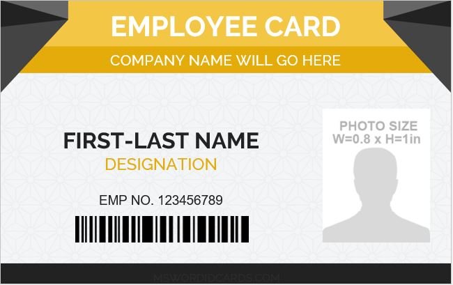 Employee id card format in word