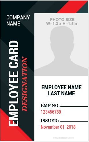 10 Amazing Employee Vertical Size ID Cards for FREE | Microsoft Word ID ...