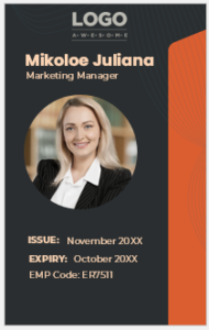 Vertical Size Employee ID Card Template