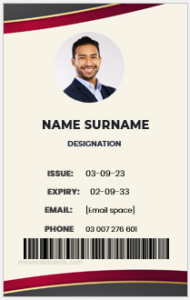 Office employee identity badge template