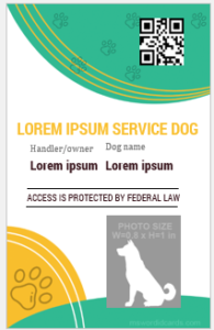 Service dog ID card template