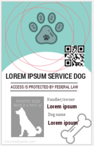 Service dog ID card template