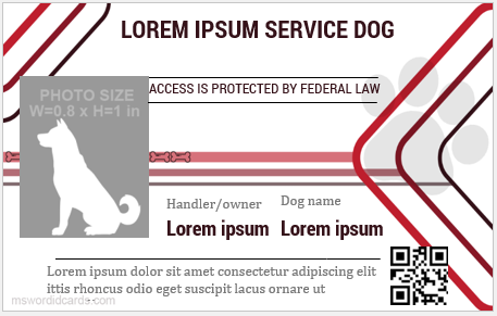 Service dog ID card template