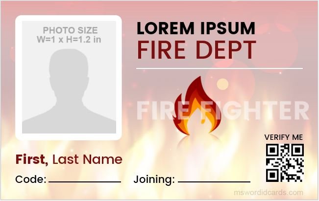 Fire Department Employees Id Cards Microsoft Word Id Card