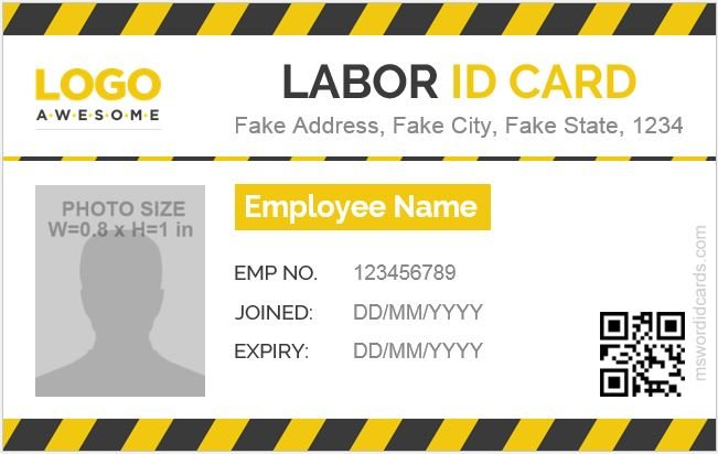 5 Professional Design Labor Id Card Templates Microsoft Word Id Card Templates 2906