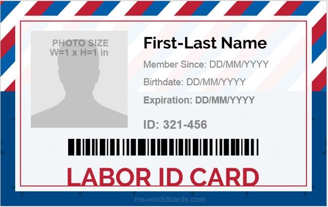 MS Word Labor ID Card