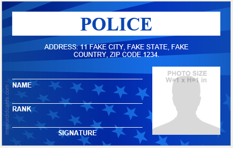 Police ID Card Templates for MS Word Download Edit Print