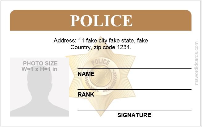 Police ID Card Templates For MS Word