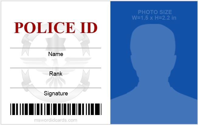 MS Word Police ID Card