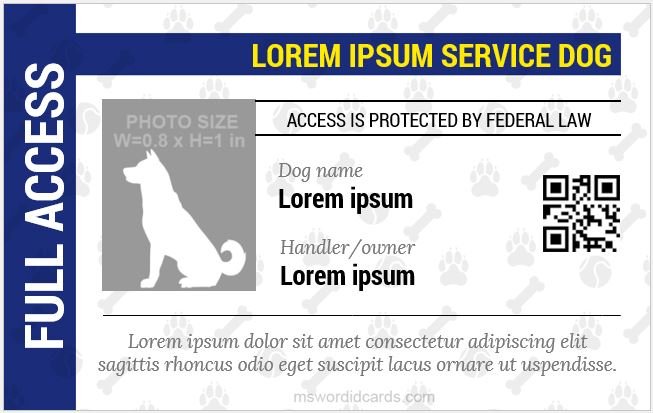 Service Dog ID Card Templates