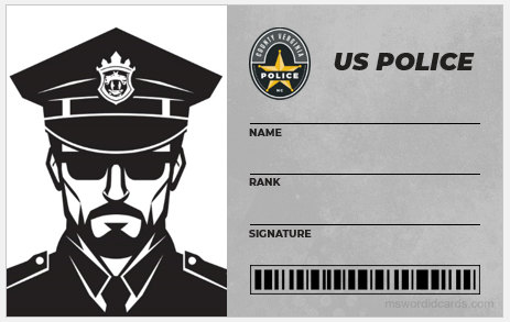 US police ID card template