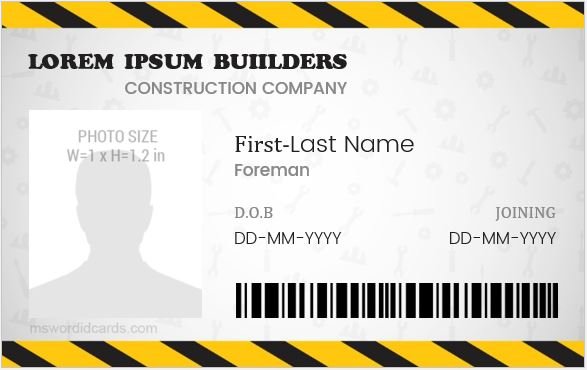 Construction worker photo id badge