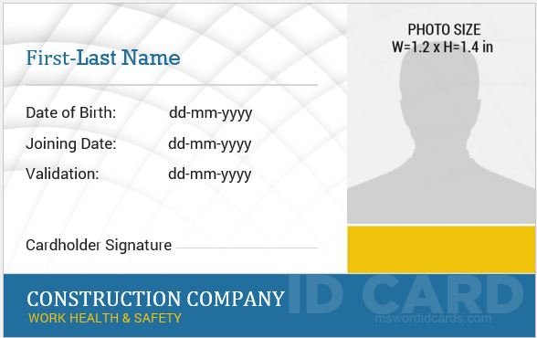 Construction worker photo id badge template