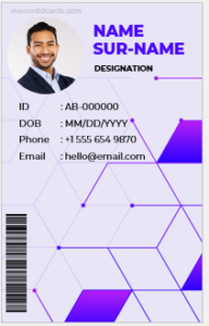 Fake ID badge template vertical size