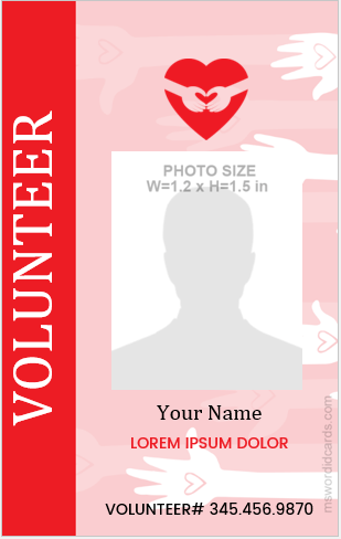 Vertical Size Volunteer ID Card Template