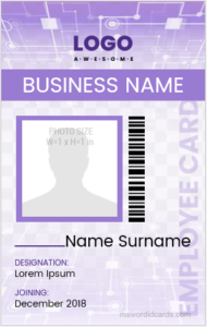 Employee id badge template