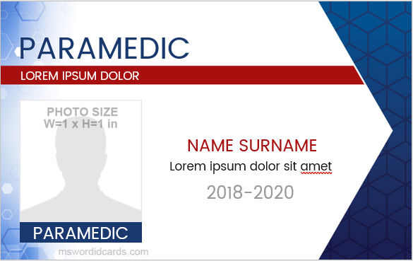 Paramedic staff id card