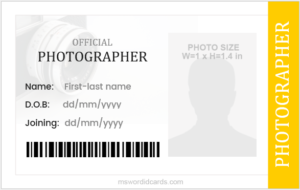 Printable Photographer ID Card Templates | Download &amp; Edit