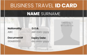 Business travel id card format