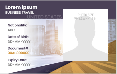 Business travel id card layout