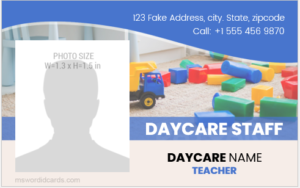 Daycare staff id card sample