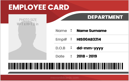 Company employee id badge sample MS Word
