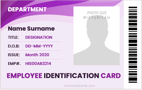 Employee id badge MS Word format