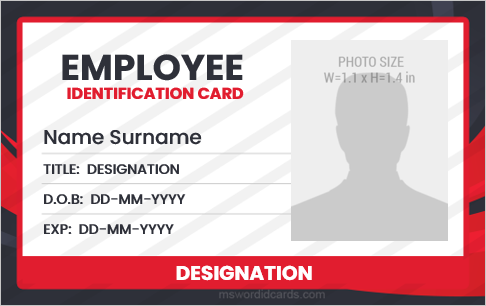 Formal id badge sample for company employees