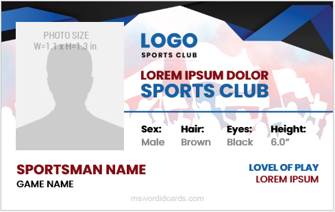 Sportsman id badge layout