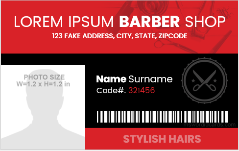 Barber id badge template
