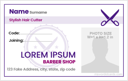 Barber id card sample