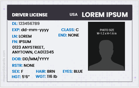 Driver license ID card