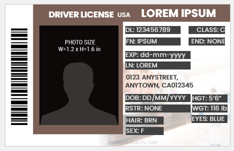 Driver license id card