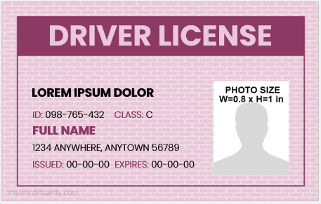 Driver license ID card template
