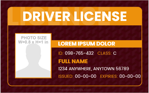 Drivers license card template