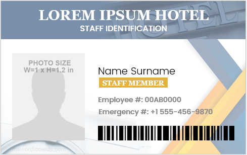 Hotel staff id card